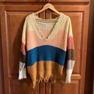 Pink Lily distressed sweater